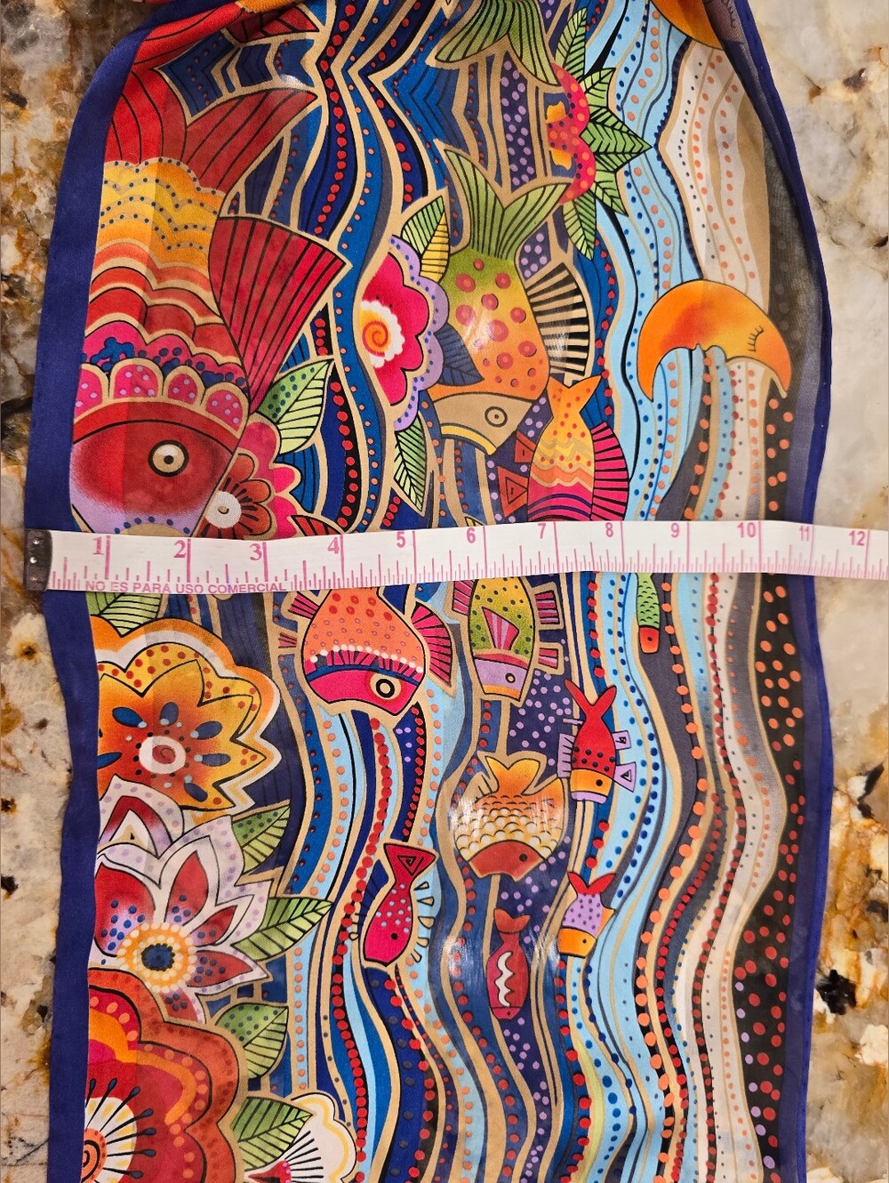 Laurel Burch Vintage silk scarf the "Mikayla" sea goddess Sequins Beaded - Picture 5 of 6